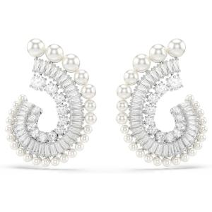 Swarovski Ariana Grande Collection, Clear Crystal & Pearls, Rhodium Finish Earrings(Crystal & Pearls Hook Loops)