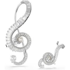 Swarovski Ariana Grande Collection, Clear Crystal & Pearls, Rhodium Finish Earrings(Crystal Clip Earrings)