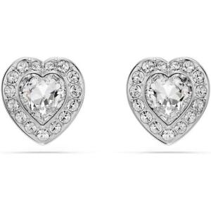 Swarovski Ariana Grande Collection, Clear Crystal & Pearls, Rhodium Finish Earrings(Crystal Heart Studs)