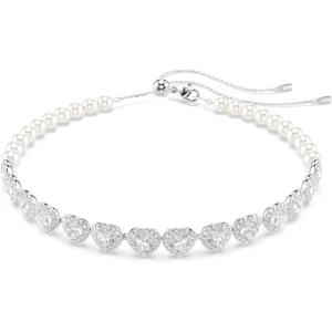 Swarovski Ariana Grande Collection, Clear Crystal & Pearls, Rhodium Finish, Necklaces, Earrings and Bracelets(Heart Crystal Choker)