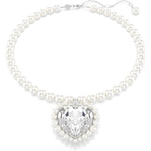 Swarovski Ariana Grande Collection, Clear Crystal & Pearls, Rhodium Finish, Necklaces, Earrings and Bracelets(Pearl & Crystal Necklace)