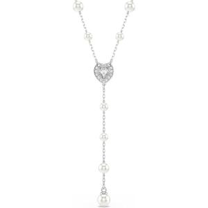 Swarovski Ariana Grande Collection, Clear Crystal & Pearls, Rhodium Finish, Necklaces, Earrings and Bracelets(Y Style Necklace)