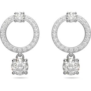 Swarovski Attract Necklace, Earring, and Bracelet Crystal Jewelry Collection, Rhodium Tone Finish(Circle Earrings)