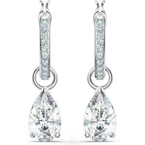 Swarovski Attract Necklace, Earring, and Bracelet Crystal Jewelry Collection, Rhodium Tone Finish(Hoop Earrings)