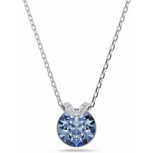 Swarovski Bella V pendant, Round cut, Blue, Rhodium finish