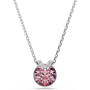 Swarovski Bella V pendant, Round cut, Pink, Rhodium finish