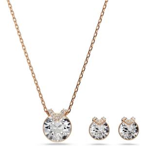 Swarovski Bella V set, Round cut, White, Rose gold-tone finish