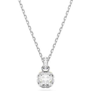 Swarovski Birthstone Stud Earring Collection, Square-Cut Stone and Crystals, Rhodium Finish(April – Clear)