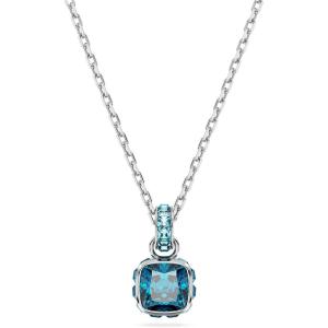 Swarovski Birthstone Stud Earring Collection, Square-Cut Stone and Crystals, Rhodium Finish(December – Blue)
