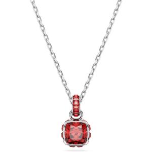 Swarovski Birthstone Stud Earring Collection, Square-Cut Stone and Crystals, Rhodium Finish(July – Red)