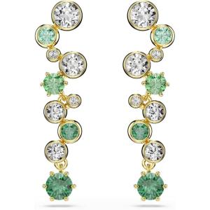 Swarovski Constella drop earrings, Mixed cuts, Green, Gold-tone Finish
