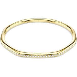 Swarovski Dextera bangle, Octagon shape, Round cut, White, Gold-tone plated
