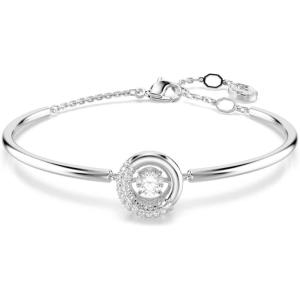 Swarovski Dextera bangle, Round cut, White, Rhodium plated