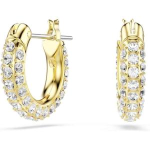 Swarovski Dextera hoop earrings, Pavé, Mini, White, Gold-tone finish