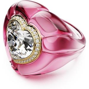 Swarovski Dulcis cocktail ring, Heart cut, Pavé, Heart, Pink, Size 6 3/4