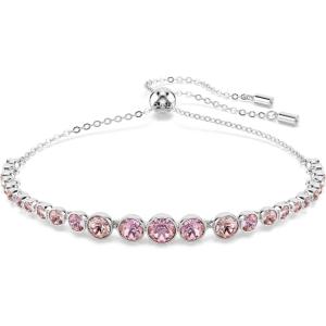 Swarovski Emily Tennis Bracelet Jewelry Collection(Pink Tone Crystals – Rhodium Tone Finish)