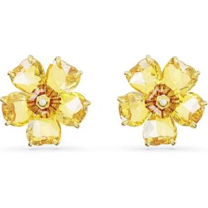 Swarovski Florere Necklace and Earrings Collection, Pink Crystals, Yellow Crystals, Gold Tone Metal Finish(Yellow Flower Earrings)