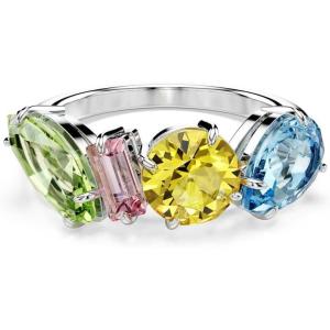Swarovski Gema Ring, Mixed Cuts, Multicolored, Rhodium Finished; Size: Us 7; Eu 55