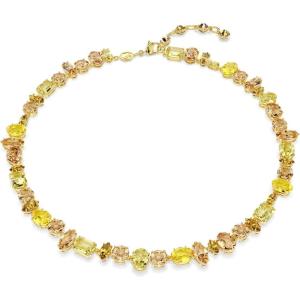 Swarovski Gema Tennis necklace, Mixed cuts, Yellow, Gold-tone plated