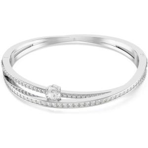 Swarovski Hyperbola Bangle, Mixed cuts, Clear, Rhodium Finish(Large)