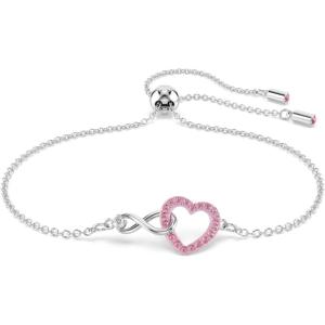 Swarovski Hyperbola Bracelet, Heart And Infinity, Pink, Rhodium Finished