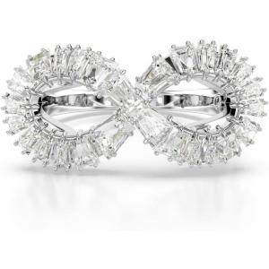 Swarovski Hyperbola Cocktail Ring, Infinity Motif, Clear Crystals, Rhodium Finished Metal(US 9/EU 60)