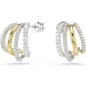 Swarovski Hyperbola Hoop Earrings, Mixed Cuts, Mini, Clear, Mixed Metal Finish