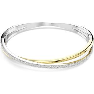 Swarovski Hyperbola bangle, Round cut, Clear, Mixed Metal Bangle(Small)