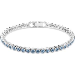 Swarovski Imber Emily Tennis bracelet, Round cut, Blue, Rhodium finish