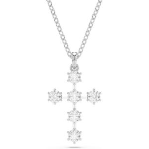 Swarovski Insigne pendant, Round cut, Cross, Clear, Rhodium Finished