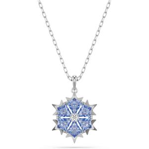 Swarovski Magic pendant, Snowflake, Blue, Rhodium finish