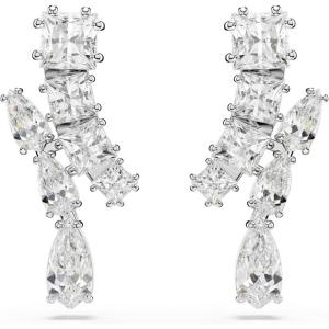 Swarovski Matrix Drop Earrings, Mixed Cuts, Clear, Rhodium Finished