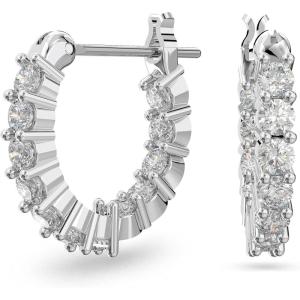 Swarovski Matrix Hoop Earrings, Clear Crystals, Rhodium Finish(Clear Round Cut Crystal)