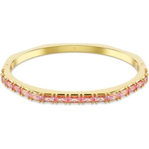 Swarovski Matrix Octagon Bangle, Baguette Cut, Clear, Pink Crystals, Rhodium and Gold-Tone Finishes(Pink Crystal)