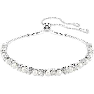 Swarovski Matrix Pendant, Earrings, Bracelet, Crystal Pearl, Round Cut Clear Crystals, Rhodium and Rose Gold-Tone Finishes(Rhodium Finish)