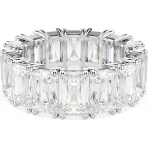 Swarovski Matrix Ring, Rectangular Cut Clear Crystals, Rhodium Finish(EU 50 (US 4.75))