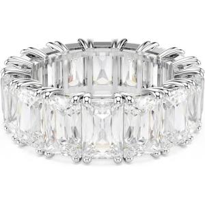 Swarovski Matrix Ring, Rectangular Cut Clear Crystals, Rhodium Finish(EU 58 (US 8))