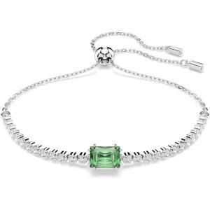 Swarovski Matrix Tennis Bracelet, Green, Blue Crystals, Rhodium Finish(Green Crystal)