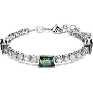 Swarovski Matrix Tennis Bracelet, Pink and Clear Round-Cut Stones in a Rhodium Finished Setting(Green Crystal Bracelet)