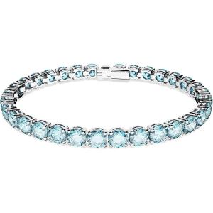 Swarovski Matrix Tennis Bracelet, Round Cut Crystals, Pink, Blue, Black, Clear, Rhodium, Gold-Tone and Rose Gold-Tone Finishes(Blue)