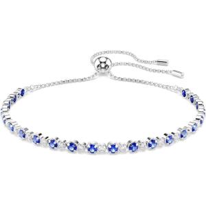 Swarovski Matrix Tennis bracelet, Mixed round cuts, Blue, Rhodium finish