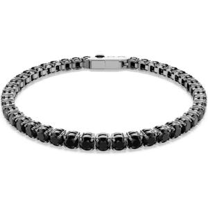 Swarovski Matrix Tennis bracelet, Round cut, Black, Ruthenium finish