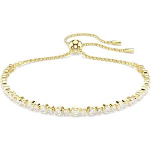 Swarovski Matrix Tennis bracelet, Round cut, White, Gold-tone plated