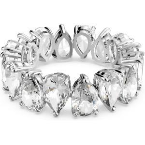 Swarovski Matrix Vittore Ring, Pear-Shaped Clear Crystal Stones, Rhodium Finish(EU 50 (US 4.75))