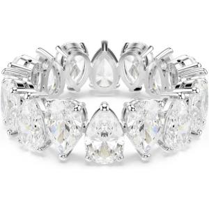 Swarovski Matrix Vittore Ring, Pear-Shaped Clear Crystal Stones, Rhodium Finish(EU 55 (US 6.75))