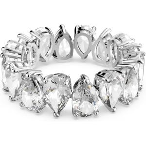 Swarovski Matrix Vittore Ring, Pear-Shaped Clear Crystal Stones, Rhodium Finish(EU 60 (US 8.75))