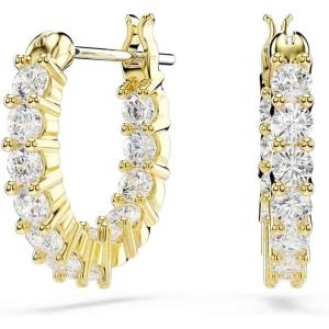 Swarovski Matrix Vittore hoop earrings, Round cut, White, Gold-tone Finish