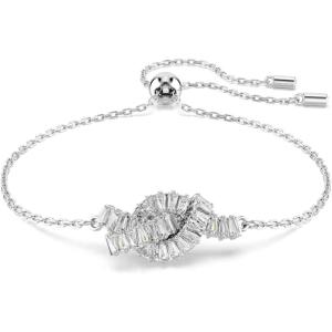 Swarovski Matrix bracelet, Baguette cut, Knot, White, Rhodium plated