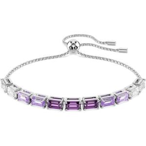 Swarovski Matrix bracelet, Baguette cut, Purple, Rhodium finish