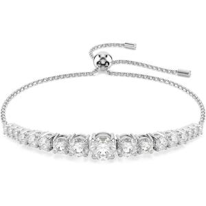 Swarovski Matrix bracelet, Gradient of round cuts, clear, Rhodium finish(Bracelet)